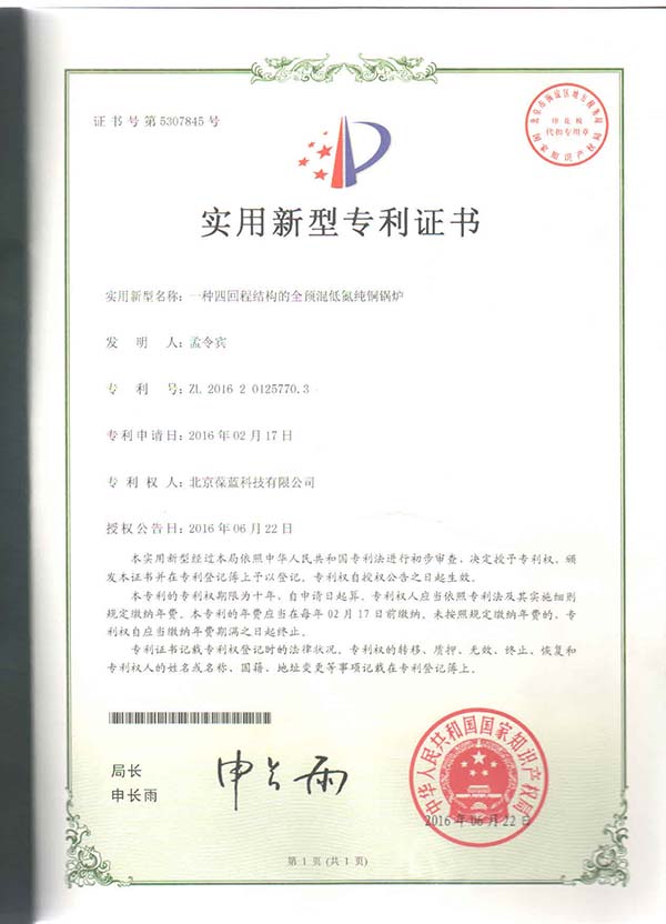 葆蓝专低氮铜管锅炉换热部分 专利技术